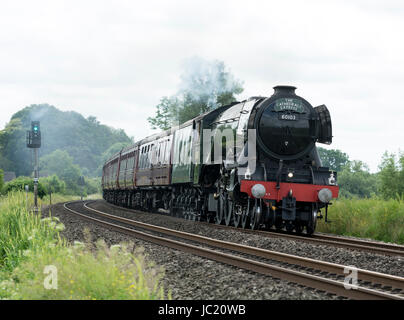 King`s Sutton, Northamptonshire, England, UK. 13th June, 2017. UK. The Cathedrals Express train is pulled by LNER A3 class steam locomotive No.60103 'Flying Scotsman' at King`s Sutton, Northamptonshire. The train was operating between London Victoria and Chester stations. Credit: Colin Underhill/Alamy Live News Stock Photo